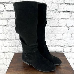 GIANNI BINI “Snap Shot” Suede Leather Slouchy Boots 6.5M Black VGC!